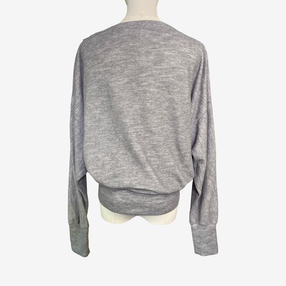 We The Free Gray Zip Shoulder Slouchy Boatneck Knit Pullover Top Size S - Picture 4 of 9